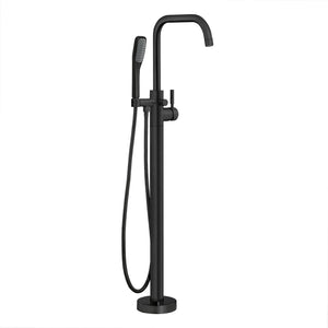 Miseno MTF194 Floor Mounted Tub Filler with Integrated Valve and Diverter - Includes Hand Shower - Flat Black