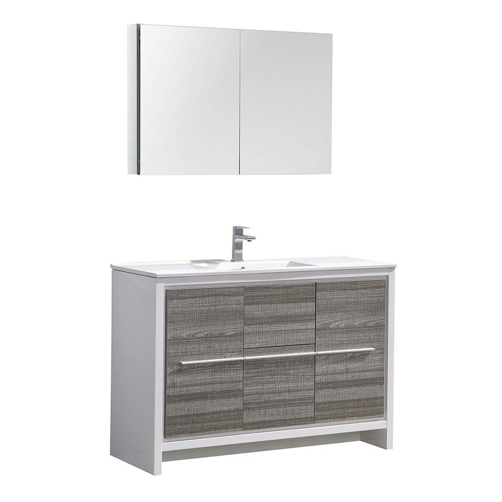 Fresca FVN8148HA-D Fresca Allier Rio 48" Ash Gray Double Sink Modern Bathroom Vanity w/ Medicine Cabinet