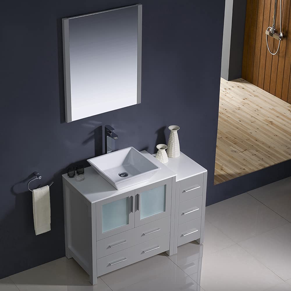 Fresca FVN62-3012ES-VSL Fresca Torino 42" Espresso Modern Bathroom Vanity w/ Side Cabinet & Vessel Sink