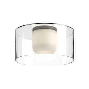 Kuzco FM53512-BK/CL BIRCH 12" FLUSH MOUNT TEXTURED BLACK CLEAR GLASS 120V ELV LED 3000K 90CRI 13W