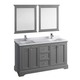 Fresca FVN2460GRV Fresca Windsor 60" Gray Textured Traditional Double Sink Bathroom Vanity w/ Mirrors