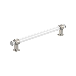 Amerock BP36661CG10 Clear/Satin Nickel Cabinet Pull 8 in (203 mm) Center-to-Center Cabinet Handle Glacio Drawer Pull Kitchen Cabinet Handle Furniture Hardware
