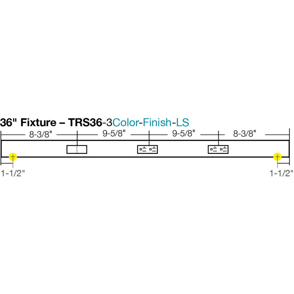 Task Lighting TRS36-3W-WT-LS 36" TR Switch Series Angle Power Strip, Left Switches, White Finish, White Switches and Receptacles