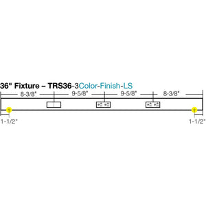 Task Lighting TRS36-3G-SN-LS 36" TR Switch Series Angle Power Strip, Left Switches, Satin Nickel Finish, Grey Switches and Receptacles