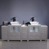 Fresca FCB62-72ES-CWH-V Fresca Torino 84" Espresso Modern Double Sink Bathroom Cabinets w/ Tops & Vessel Sinks