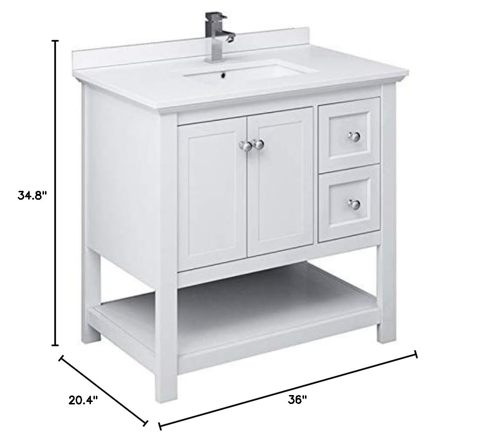 Fresca FCB2336WH-CWH-U Cabinet with Top and Sink