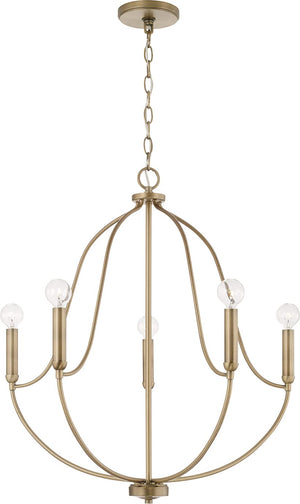Capital Lighting 447051AD Madison 5 Light Chandelier Aged Brass