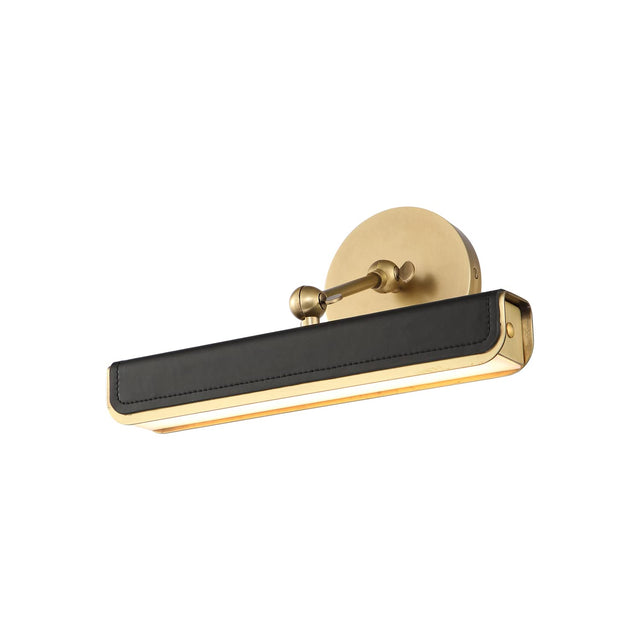 Alora PL307912VBTL VALISE PICTURE LIGHT LED VINTAGE BRASS TUXEDO LEATHER