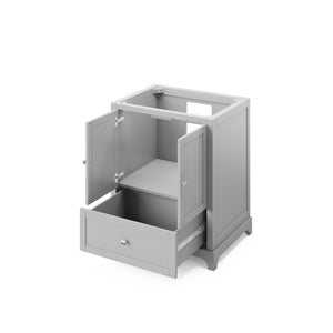 Jeffrey Alexander VKITADD30GRWCR 30" Grey Addington Vanity, White Carrara Marble Vanity Top, undermount rectangle bowl