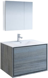 Fresca FVN9236OG Fresca Catania 36" Ocean Gray Wall Hung Modern Bathroom Vanity w/ Medicine Cabinet