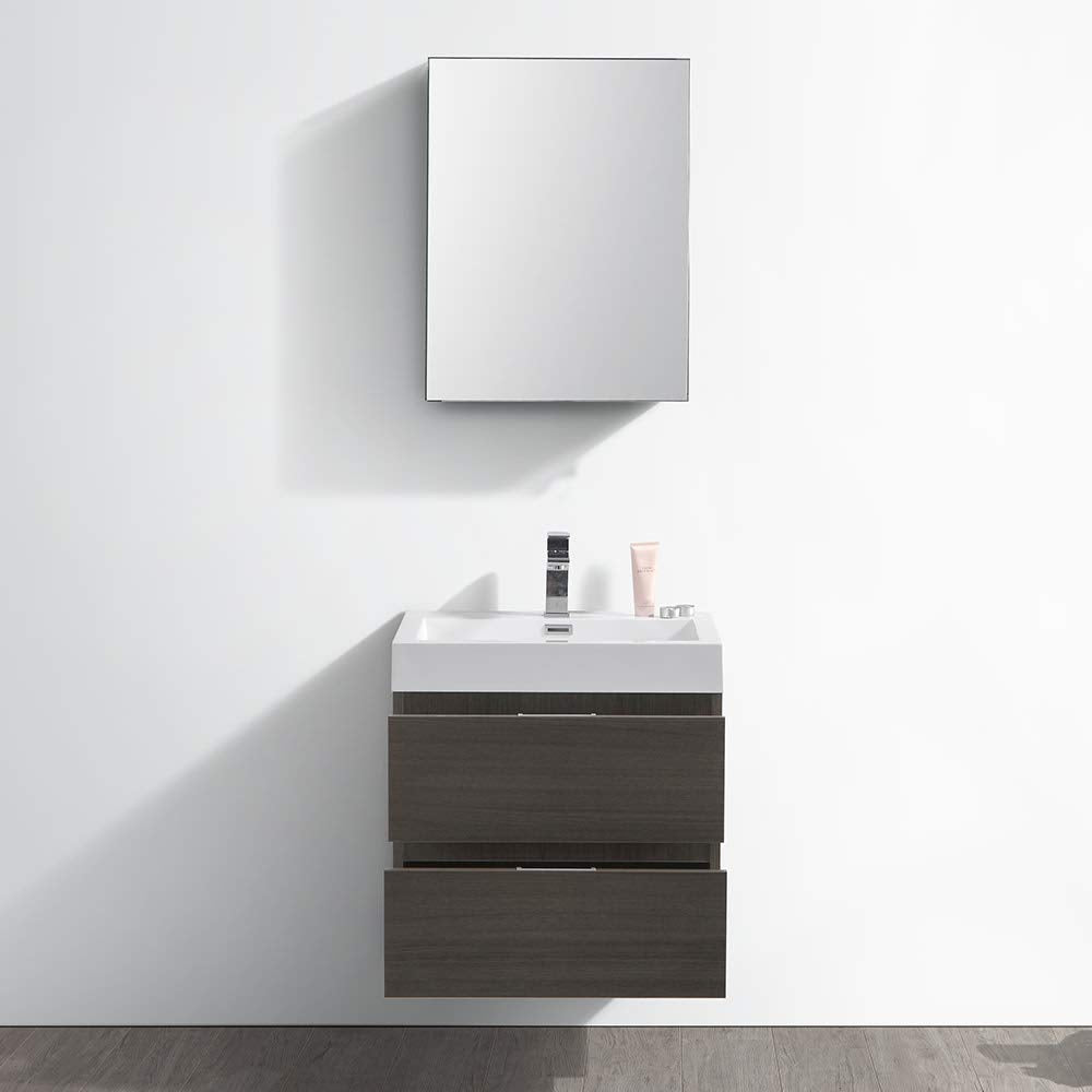Fresca FVN8324GO Fresca Valencia 24" Gray Oak Wall Hung Modern Bathroom Vanity w/ Medicine Cabinet