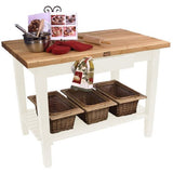 John Boos C6024C-2D-S-AL Classic Country Worktable, 60" W x 24" D 35" H, with Casters, 2 Drawers and 1 Shelf, Alabaster