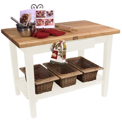 John Boos C6024C-S-AL Classic Country Worktable, 60" W x 24" D 35" H, with Casters and 1 Shelf, Alabaster