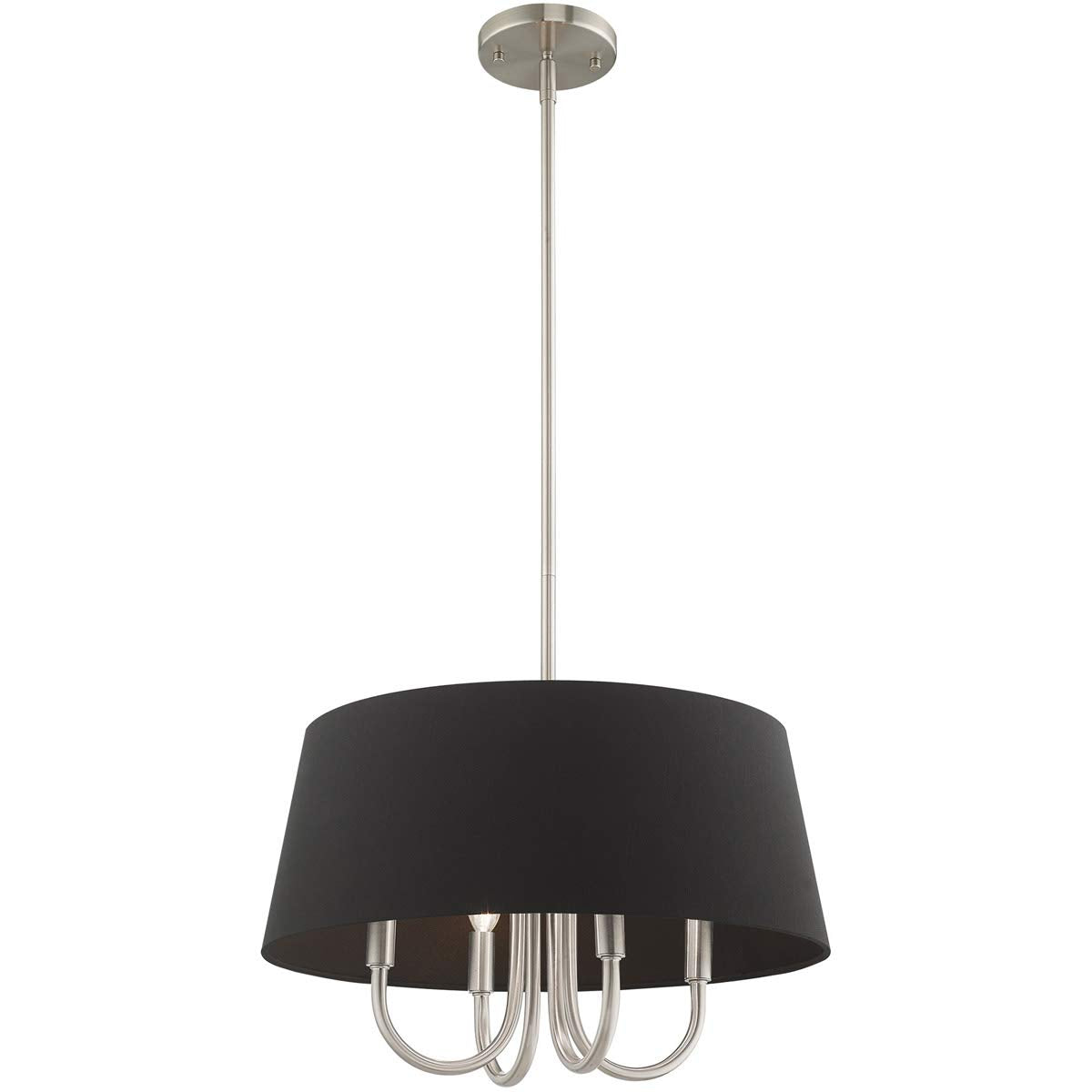 Livex Lighting 51354-91 Belclaire - Four Light Chandelier, Brushed Nickel Finish with Black Fabric Shade