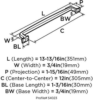 Amerock Appliance Pull Black Bronze 12 inch (305 mm) Center to Center Westerly 1 Pack Drawer Pull Drawer Handle Cabinet Hardware