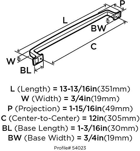 Amerock Appliance Pull Satin Nickel 12 inch (305 mm) Center to Center Westerly 1 Pack Drawer Pull Drawer Handle Cabinet Hardware