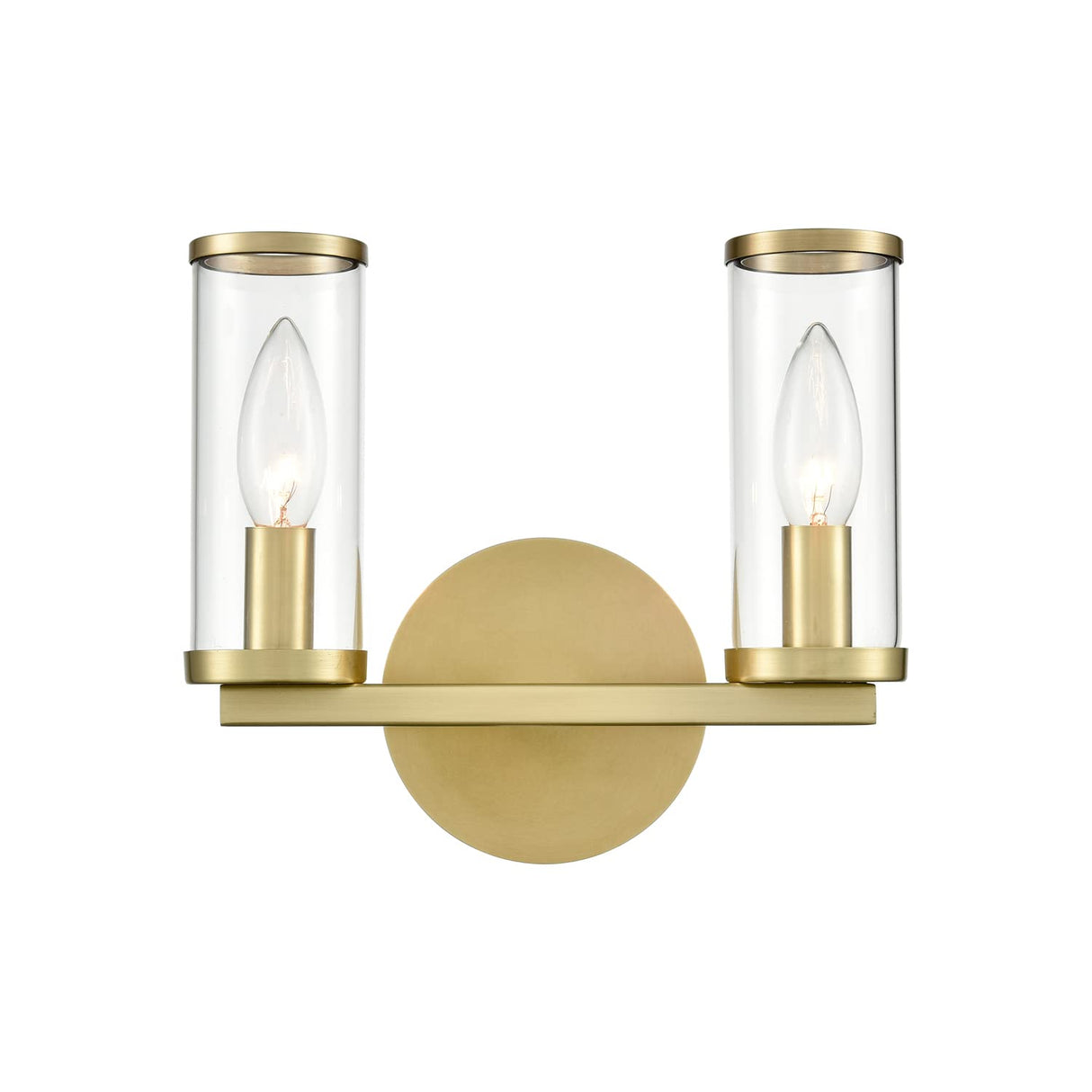 Alora WV309022NBCG REVOLVE WALL VANITY 2 LIGHT NATURAL BRASS CLEAR GLASS