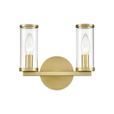 Alora WV309022NBCG REVOLVE WALL VANITY 2 LIGHT NATURAL BRASS CLEAR GLASS