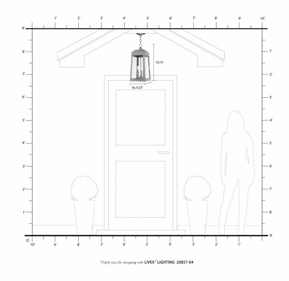 Livex Lighting 20857-04 Oslo - 19.75" Three Light Outdoor Hanging Lantern, Black Finish with Clear Glass