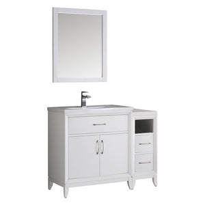 Fresca FVN21-3012WH Fresca Cambridge 42" White Traditional Bathroom Vanity w/ Mirror