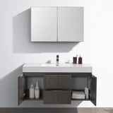 Fresca FVN8348GO Fresca Valencia 48" Gray Oak Wall Hung Modern Bathroom Vanity w/ Medicine Cabinet