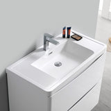 Fresca FCB9132WH-I Fresca Tuscany 32" Glossy White Free Standing Modern Bathroom Cabinet w/ Integrated Sink