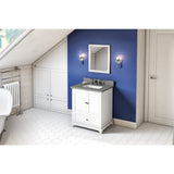Jeffrey Alexander VKITADD30WHSGR 30" White Addington Vanity, Steel Grey Cultured Marble Vanity Top, undermount rectangle bowl