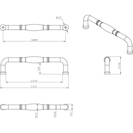 Jeffrey Alexander Z290-128-MB 128 mm Center-to-Center Matte Black Durham Cabinet Pull