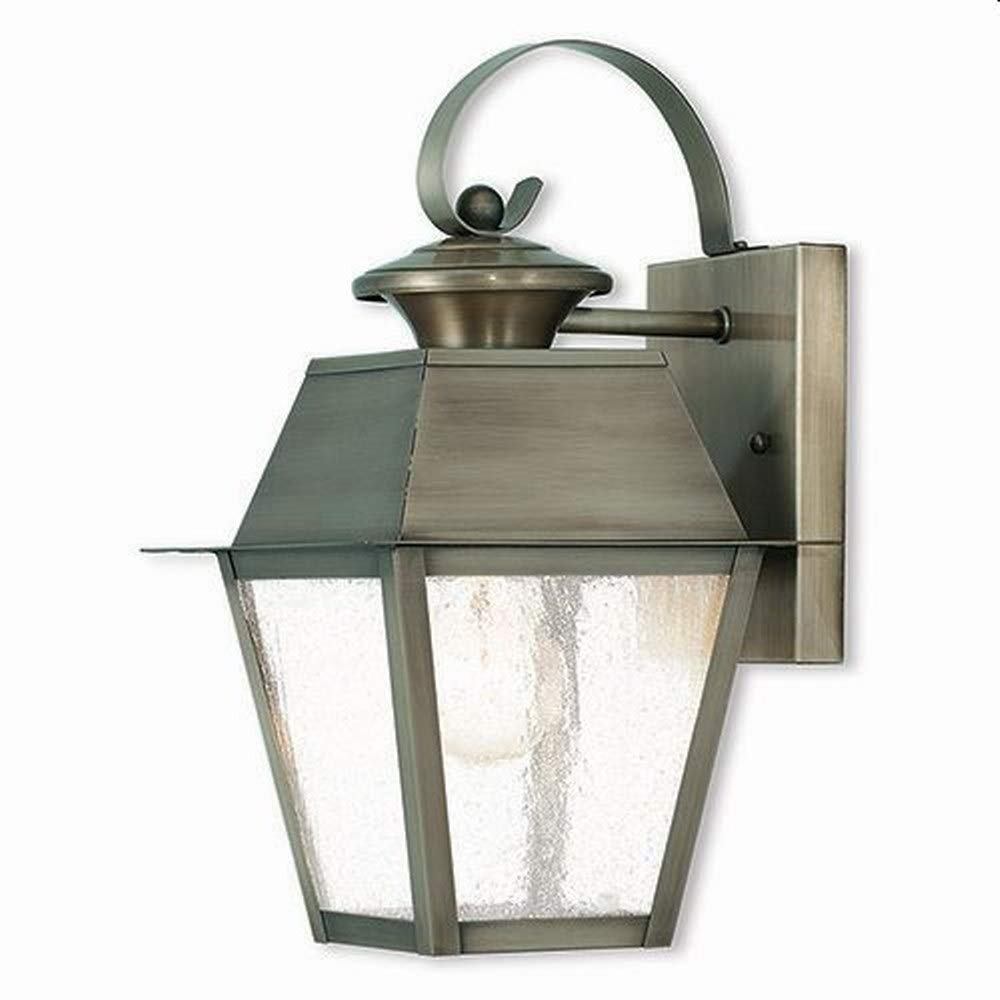 Livex Lighting 2162-29 Transitional One Light Outdoor Wall Lantern from Mansfield Collection in Pwt, Nckl, B/S, Slvr. Finish, Vintage Pewter