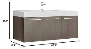 Fresca FCB8092GO-I Fresca Vista 48" Gray Oak Wall Hung Modern Bathroom Cabinet w/ Integrated Sink