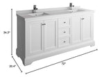 Fresca FCB2472WHM-CWH-U Double Sink Cabinet with Sinks