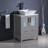 Fresca FCB6224ES-CWH-V Fresca Torino 24" Espresso Modern Bathroom Cabinet w/ Top & Vessel Sink