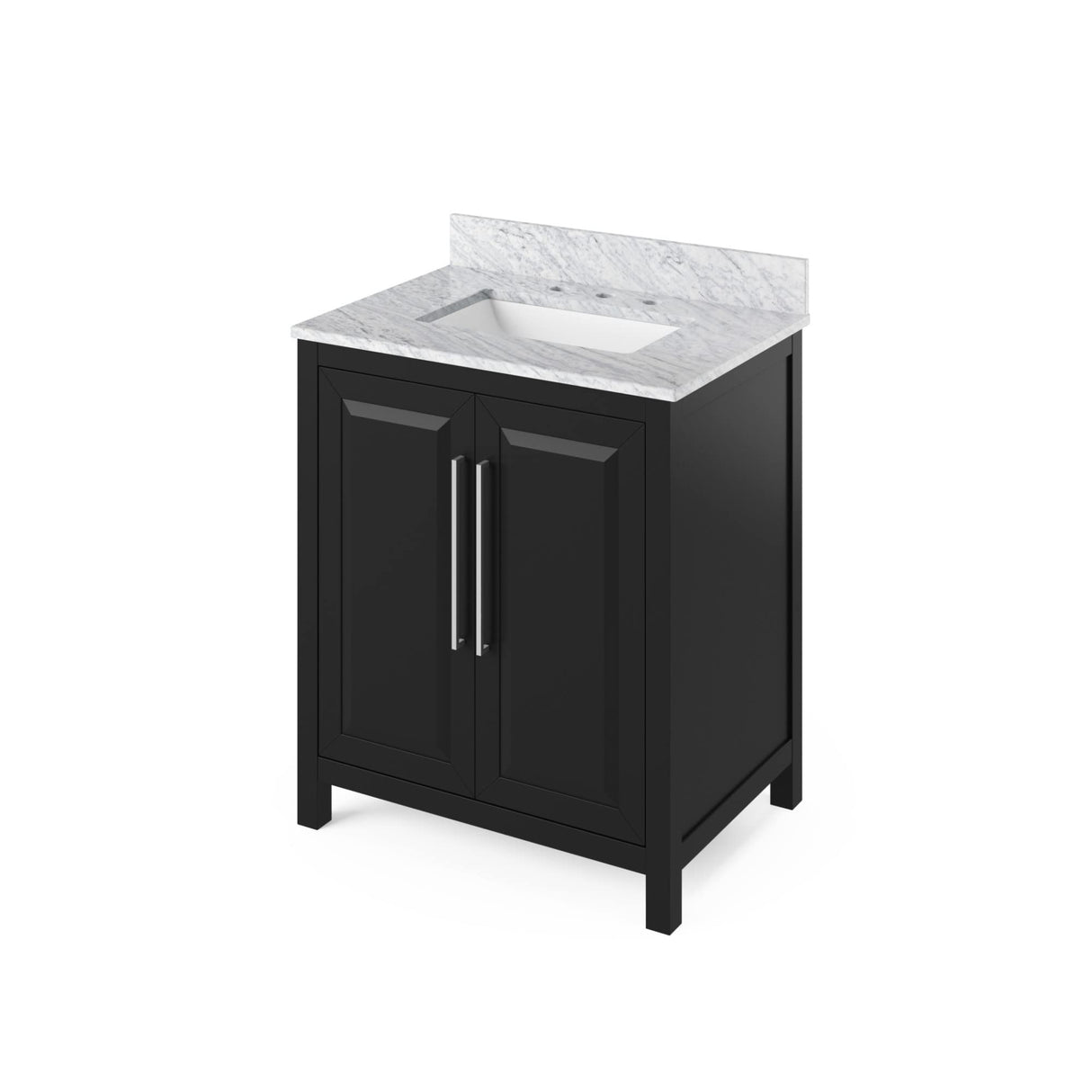 Jeffrey Alexander VKITCAD30BKBOR 30" Black Cade Vanity, Boulder Cultured Marble Vanity Top, undermount rectangle bowl