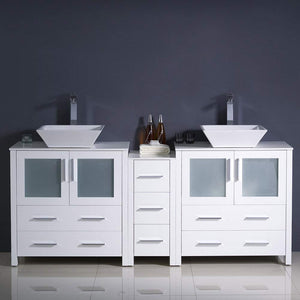 Fresca FCB62-301230ES-CWH-V Fresca Torino 72" Espresso Modern Double Sink Bathroom Cabinets w/ Tops & Vessel Sinks