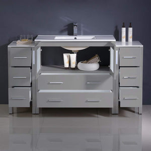 Fresca FCB62-123612GO-I Fresca Torino 60" Gray Oak Modern Bathroom Cabinets w/ Integrated Sink