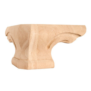 Hardware Resources PFC-RW 6-3/4" W x 6-3/4" D x 4" H Rubberwood Rounded Corner Pedestal Foot