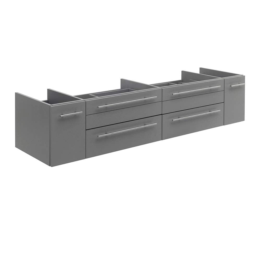 Fresca FCB6172GR-VSL Fresca Lucera 72" Gray Wall Hung Double Vessel Sink Modern Bathroom Cabinet