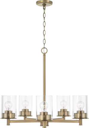 Capital Lighting 446851AD-532 Mason 5 Light Chandelier Aged Brass