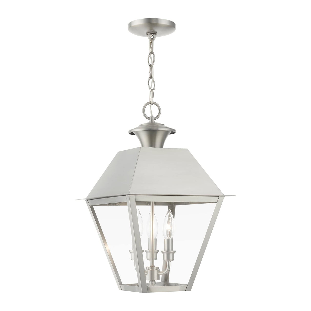 Wentworth 3 Light Outdoor Pendant in Brushed Nickel (27220-91)