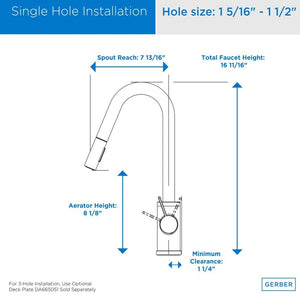 Gerber D457230SS Stainless Steel Amalfi Single Handle Pull-down Kitchen Faucet