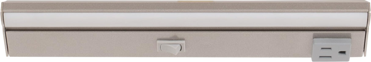 Task Lighting LP10QD2NDGSN27 10-1/2" 200 Lumen Direct Voltage DV Lighted Power Strip, Satin Nickel Finish, Grey Receptacles, 2700K Warm White