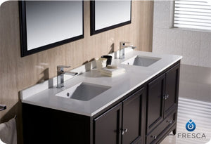 Fresca FVN20-3636ES Fresca Oxford 72" Espresso Traditional Double Sink Bathroom Vanity