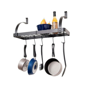 Enclume MPB-06 GY 24" One Piece Bookshelf Wall Rack w/Curved Arms & 8 Hooks GY