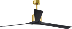 Matthews Fan NKXL-BRBR-BK-72 Nan XL 6-speed ceiling fan in Brushed Brass finish with 72” solid matte black wood blades