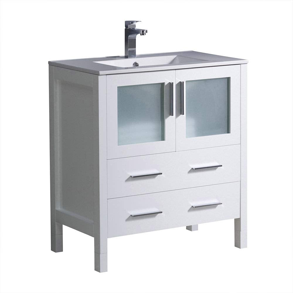 Fresca FCB6230WH-I Fresca Torino 30" White Modern Bathroom Cabinet w/ Integrated Sink