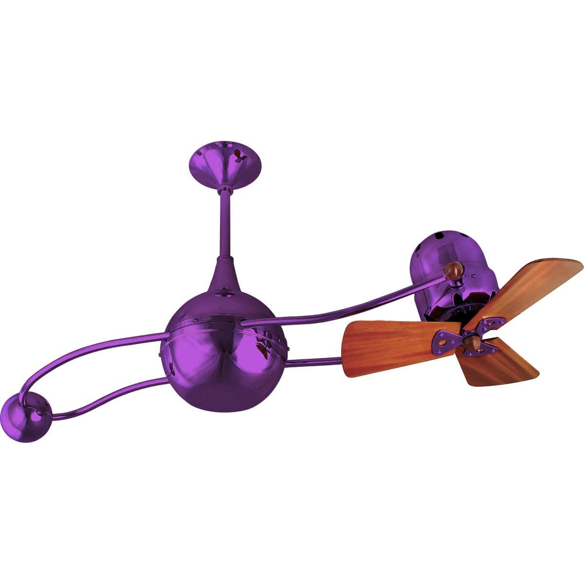Matthews Fan B2K-LTPURPLE-WD Brisa 360° counterweight rotational ceiling fan in Ametista (Purple) finish with solid sustainable mahogany wood blades.