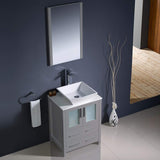 Fresca FVN6224GR-VSL Fresca Torino 24" Gray Modern Bathroom Vanity w/ Vessel Sink