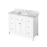 Jeffrey Alexander VKITCHA48CHBOR 48" Chocolate Chatham Vanity, Boulder Cultured Marble Vanity Top, undermount rectangle bowl
