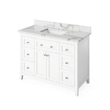 Jeffrey Alexander VKITCHA48WHSGR 48" White Chatham Vanity, Steel Grey Cultured Marble Vanity Top, undermount rectangle bowl