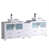 Fresca FCB62-361236WH-CWH-V Fresca Torino 84" White Modern Double Sink Bathroom Cabinets w/ Tops & Vessel Sinks